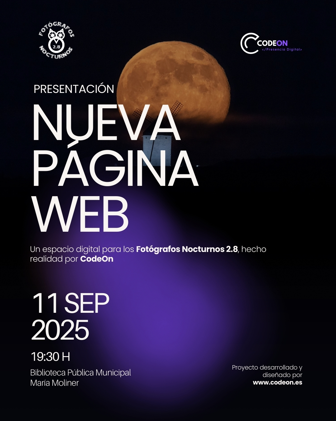 CodeOn impulsa la renovación digital de Fotógrafos Nocturnos 2.8 con el lanzamiento de su nueva web